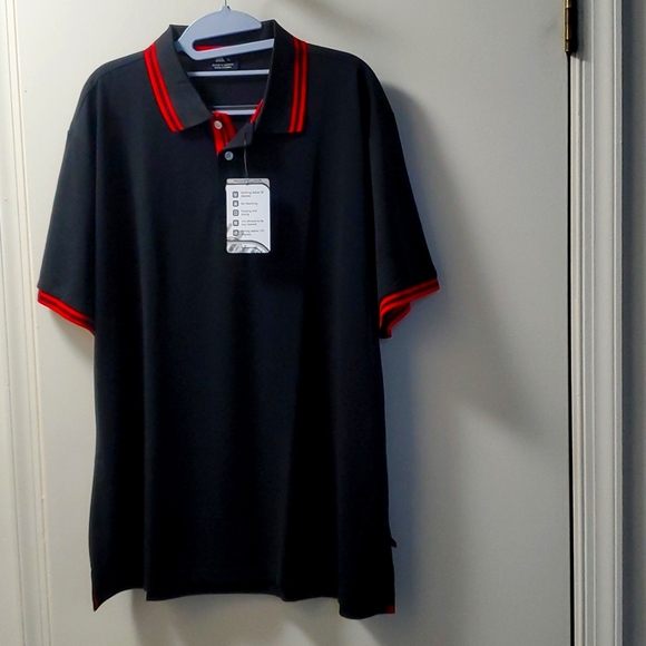 BNWT navy blue w red trim 3 button men's shirt XL reg - Picture 1 of 8
